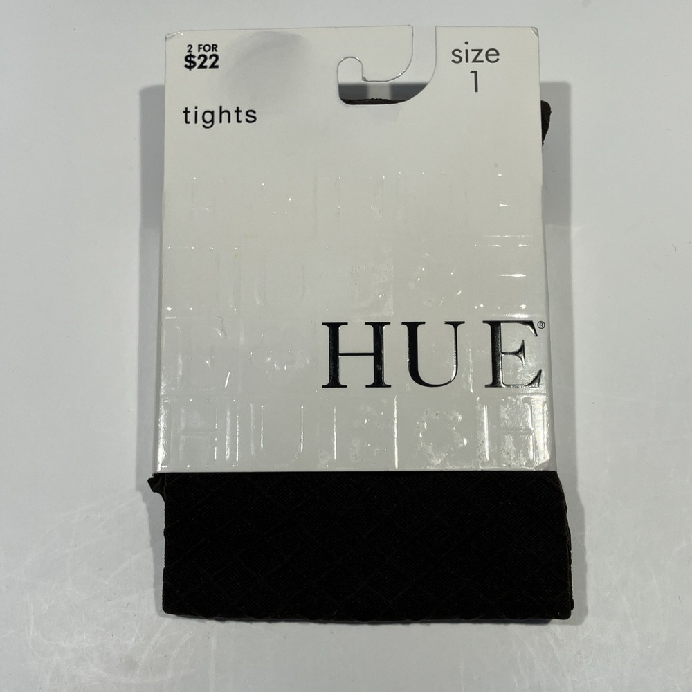 Hue 11347 Size 1 Espresso Brown Diamond Textured Tights‎ w/Control Top NEW